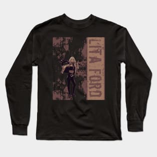 Lita Ford // Brown Vintage Long Sleeve T-Shirt